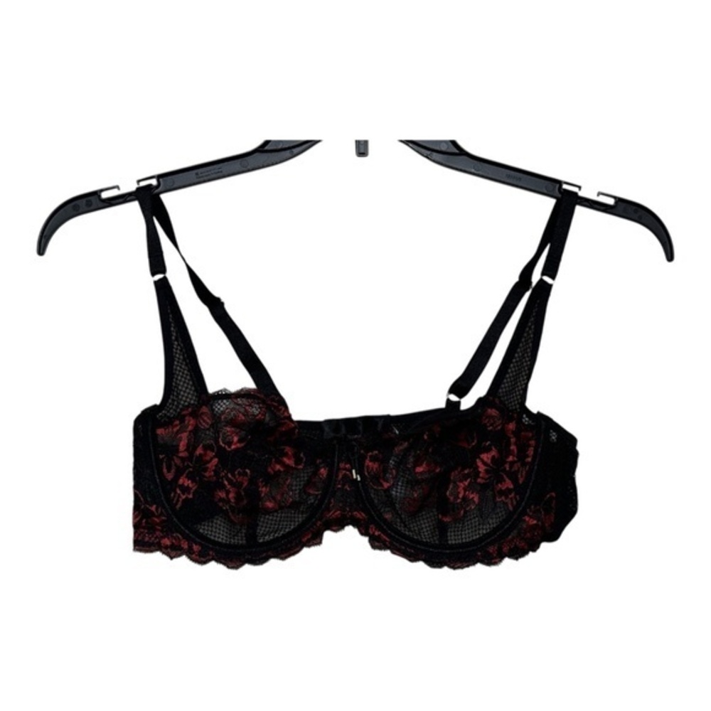 Adore Me Womens Lace Bra Black Red Sexy Underwire Size 36C